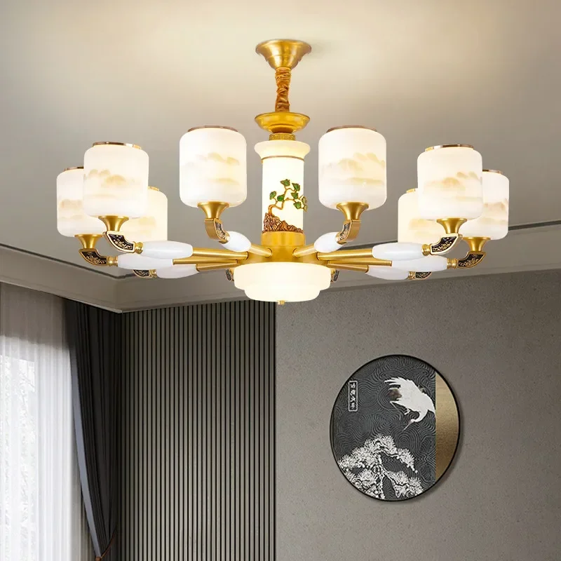 CEDRIC Contemporary Luxury Brass Pendent Lamp  Chinese style Living Room Dining Room Bedroom Villa Hotel Sample Room Chandelier