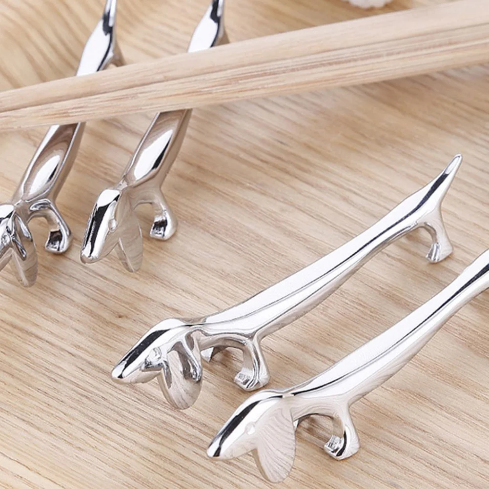 

3 Pcs Metal Puppy Chopstick Stand Rest Tool Tableware Chopsticks Holder Drying Rack Rests Silver Storage Travel