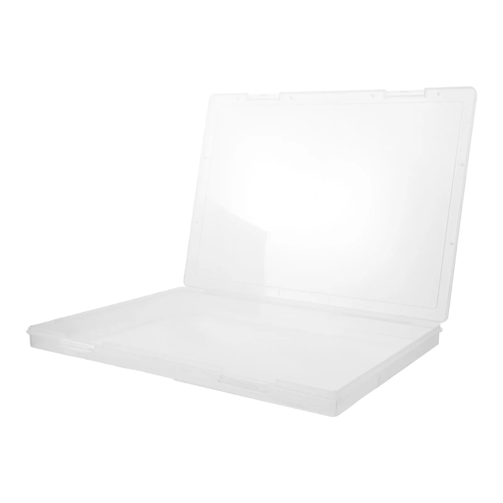 

Clear PP Plastic Rectangular Storage Box Flip Lid Design for Documents A4 Letter Paper Craft Organizing Board Games Desktop