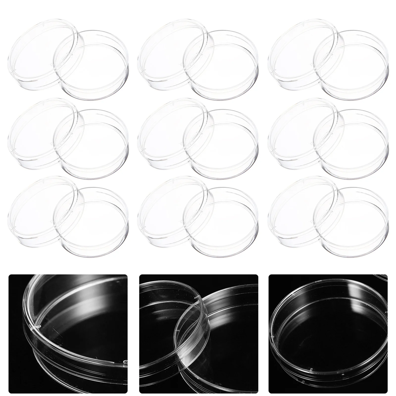

30Pcs Plastic Culture Dishes Clear Petri Plates for Science Teaching Laboratory Experiment Supplies Petri Dish