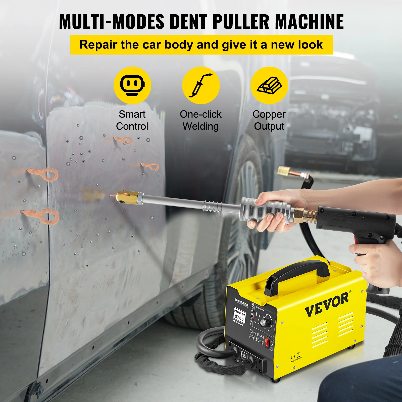 2700 Spot Puller Bonnet Dent Repair Stud Welder Tool Multispot Bonnet Vehicle Dent Pulling Machine Spot Puller 2700w All-in-one