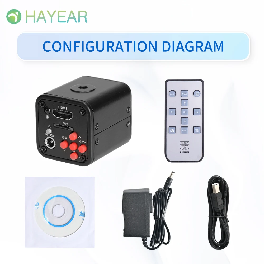 

HAYEAR HDMI 2K 16MP 1080P черная цифровая камера для микроскопа для ремонта микросхем печатной платы, образование, научно-исследовательская лаборатория