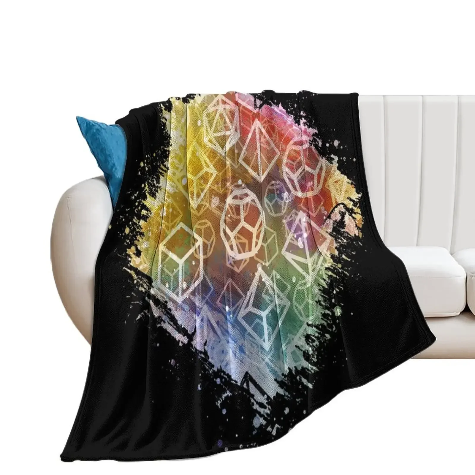 

D20 Dice: Watercolor Rainbow Throw Blanket Designers Loose Polar Bed Fashionable Blankets