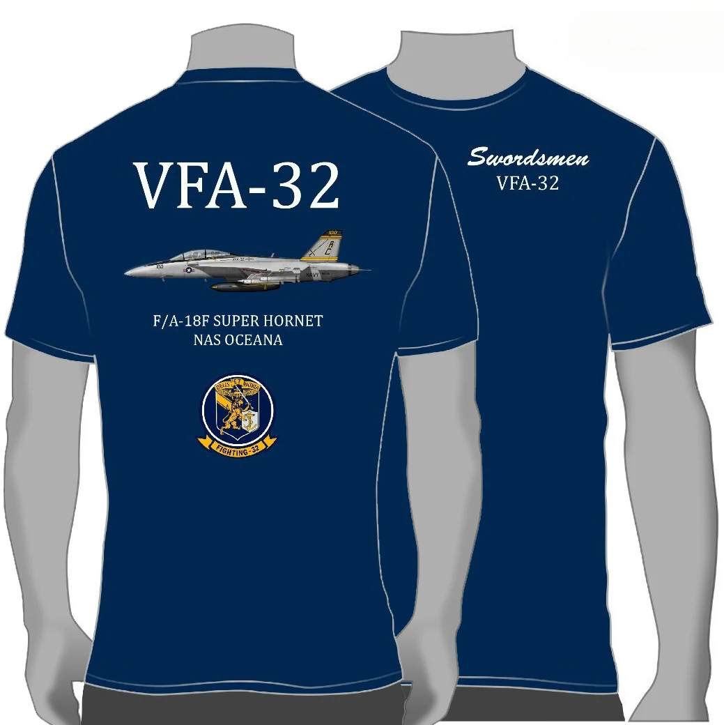 USN VFA-32 Swordsmen F/A-18F Squadron T-Shirt 100% Cotton O-Neck Short Sleeve Summer Casual Mens T-shirt Streetwear