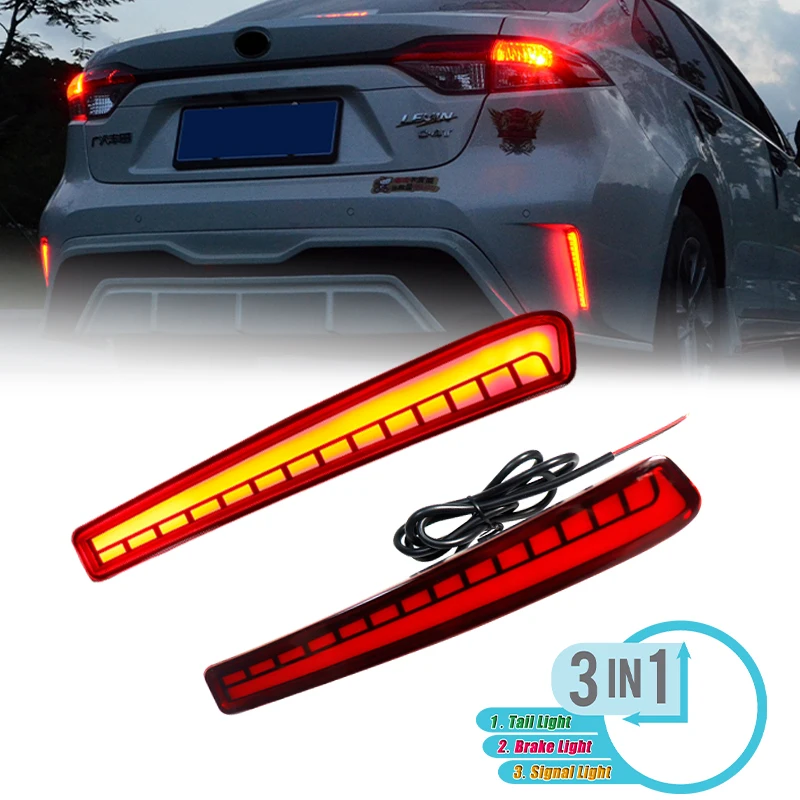

For Toyota Corolla L LE SE Sedan LED Rear Bumper Reflector Light Car Strop Brake Warning Start-up Dynamic Turn Signal Lamp 19-25