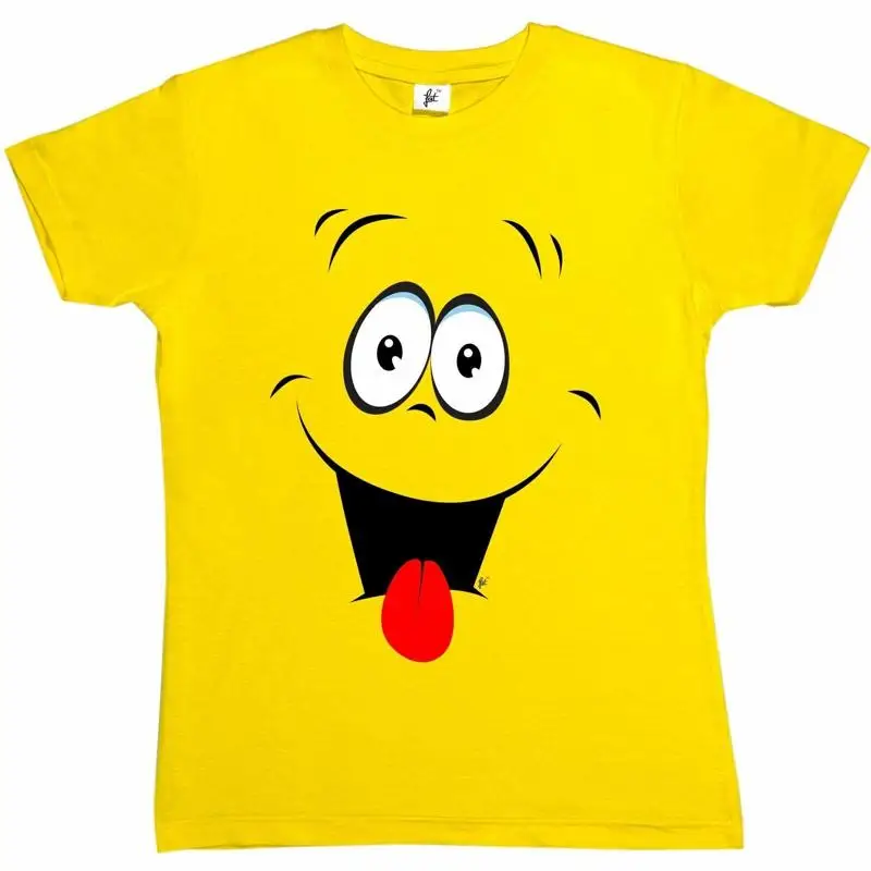 

Happy Retro Smiling Faces Womens Boyfriend Fit T Shirt