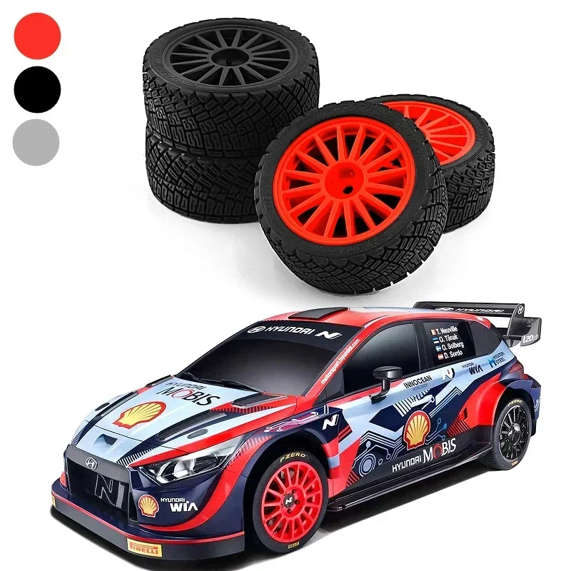 PigRC KKRC 4pcs 67mm Rubber Tire Wheel Tyre for Tamiya XV01 XV02 TT01 TT02 PTG-2 WRC Hyundai i20 1/10 RC Rally Racing Car Upgrad