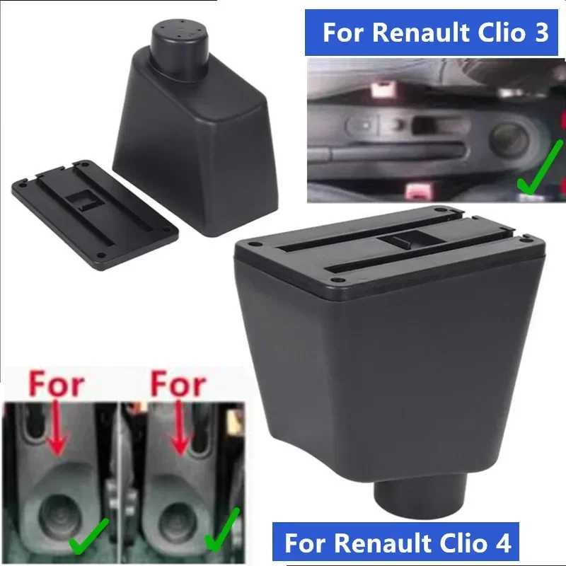 Armrest Box For For Renault Clio Captur Clio1 Clio2 Clio3 Clio 4 Clio RS Captur Leather Arm Rest Console Storage Box USB