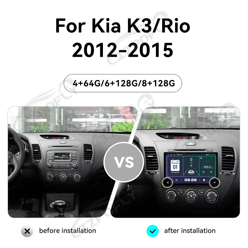 

Автомагнитола Lizpofly Upgrade 11.5 дюймов для Kia K3 и RIO 2012–2015 с беспроводным Carplay и Android Auto, сенсорным экраном и GPS-навигацией