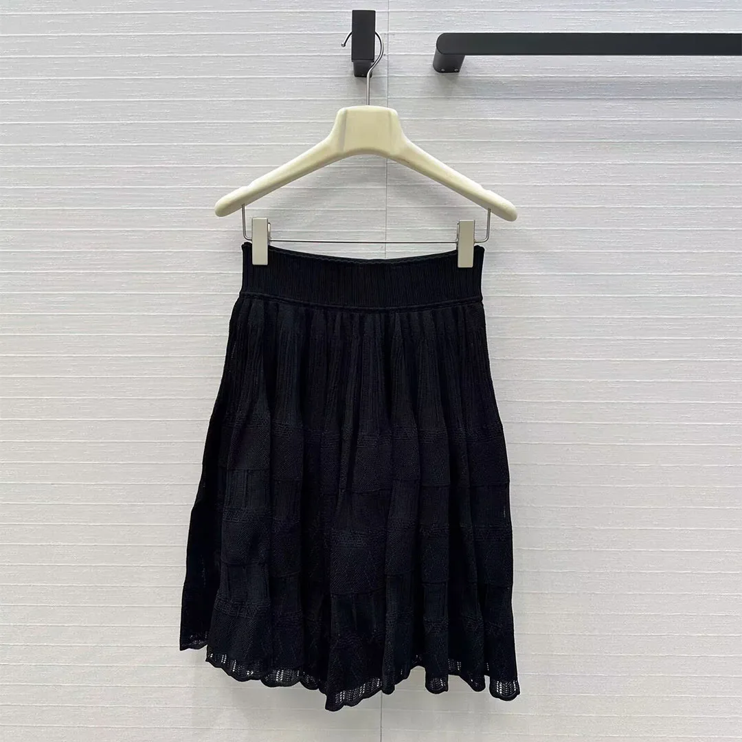

2025 New Autumn Fashion Argyle Crochet Knitting Midi Skirts Womens Elastic High Waist Solid Color Sweet Girl Ball Gown Skirt