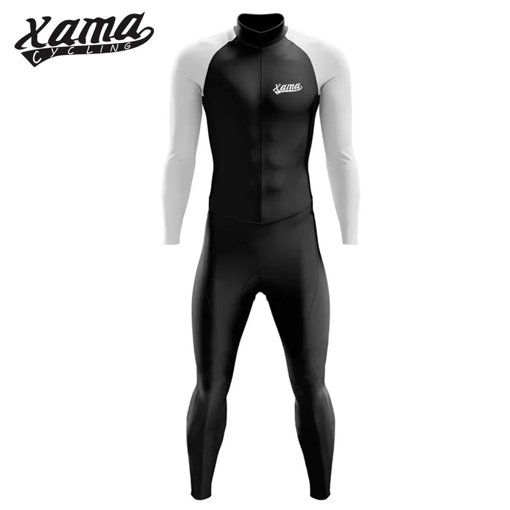 XAMA men\'s Tight Cycling Jumpsuit Long Sleeve Trousers Bicycle Jersey Sets Riding Racing Skinsuit MTB Roadbike Suit