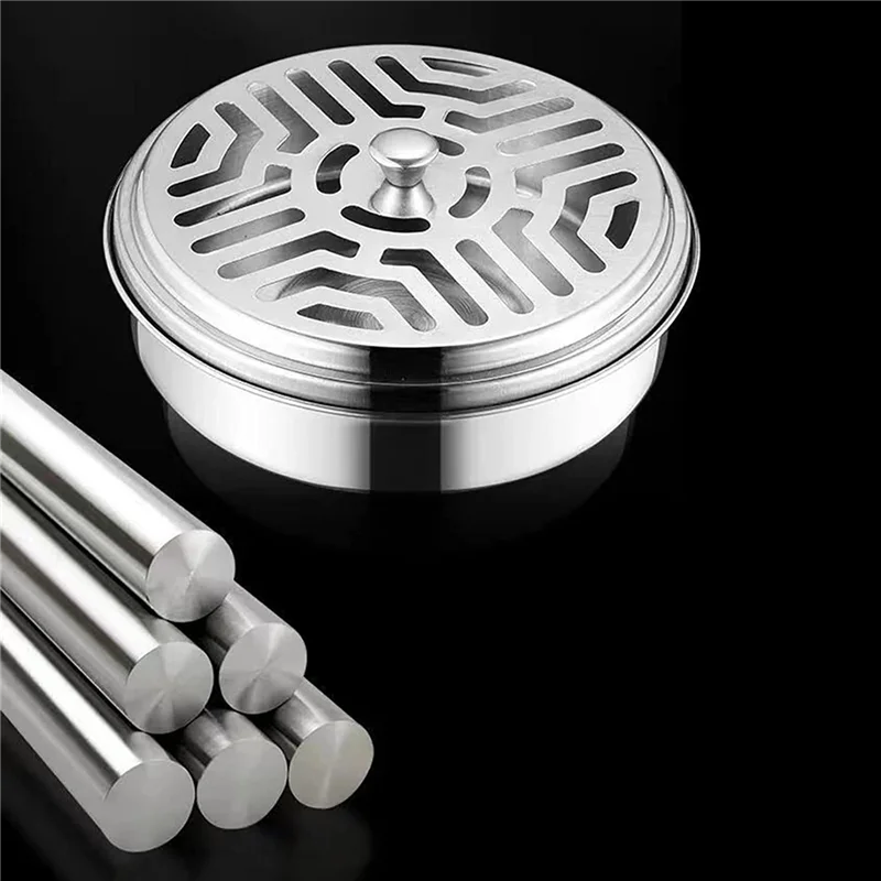 Stainless Steel Holder for Mosquito Coils, Fireproof Mosquito Spiral Container, Portable Metallic Mosquito Coil Holder