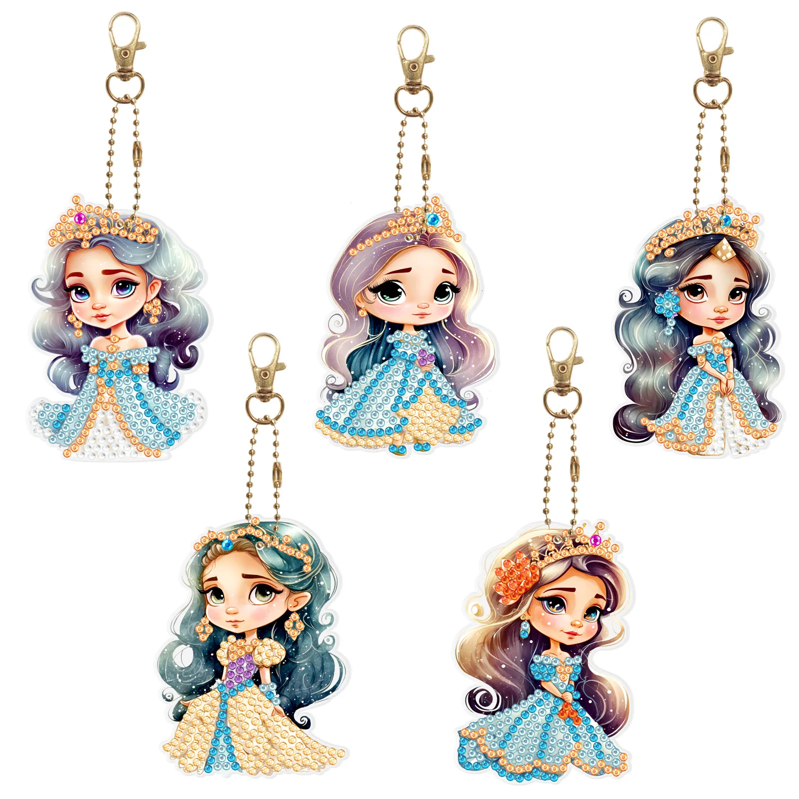 

Frozen Princess Series DIY Cartoon DIY Diamond Painting Keychain Kids Birthday Gift Cartoon Bag Pendant Souvenirs