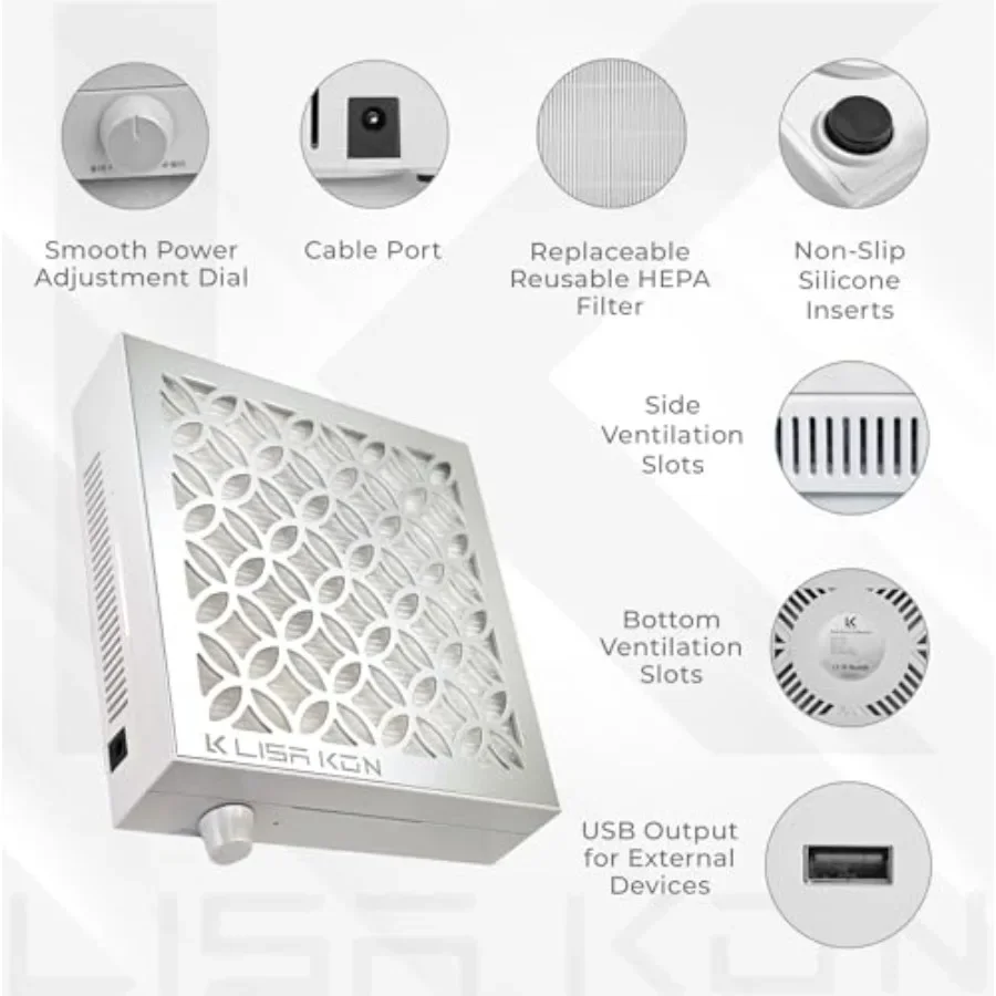 Odkurzacz do pyłu paznokci z filtrem wielokrotnego użytku Profesjonalny wentylator próżniowy Ekstraktor pyłu Mocny cichy odkurzacz do pyłu dla manicure