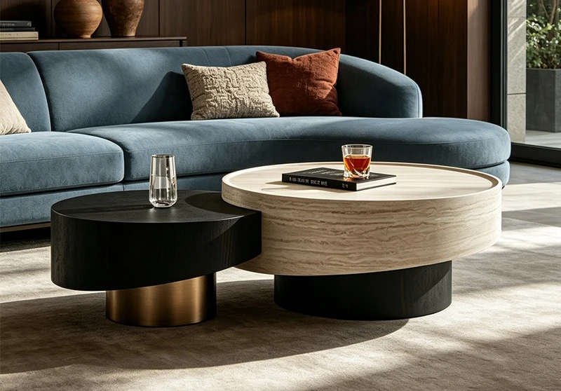

Modern minimalist designer coffee table combination round high and low set personalized high sense