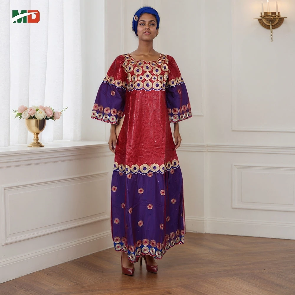 

MD African Dresses Women's Clothing Traditional Embroidery Bazin Riche Dashiki Dress Long Dresses 2025 South Africa Lady Clothes
