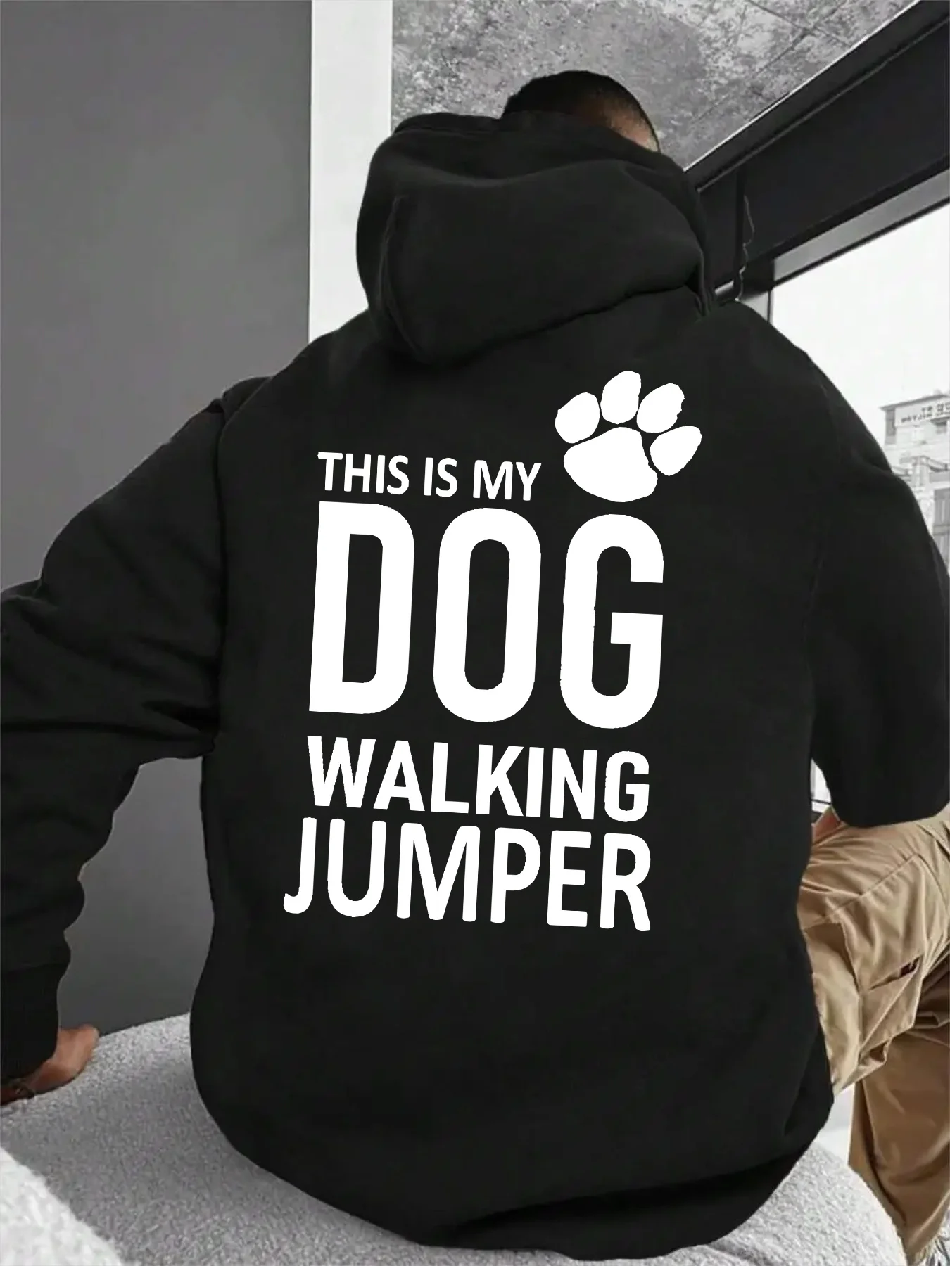 Black Casual Hooded Sweatshirt with 
