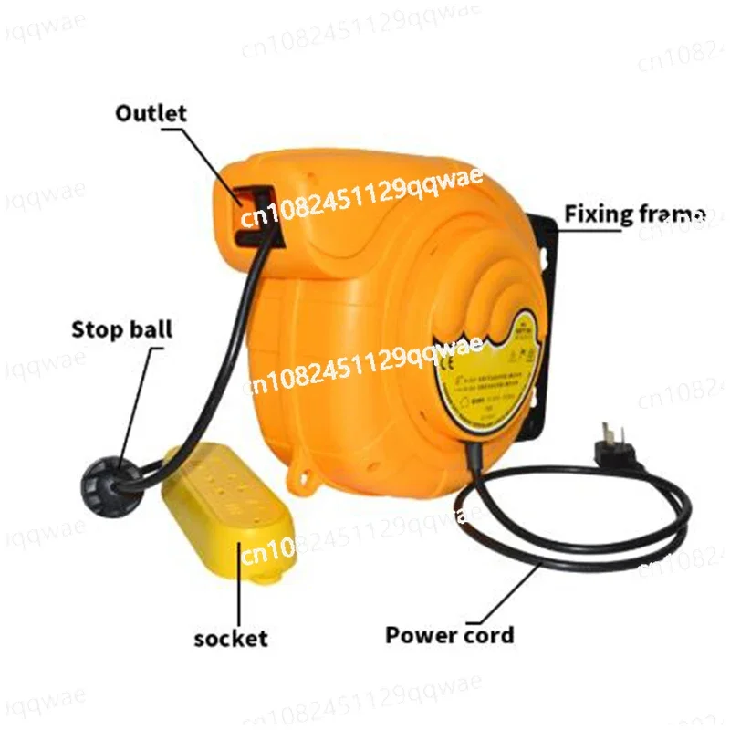 Automatic Telescopic Drum, Plug Board Line, Electric Automatic Hose Reel, AC 250V-10A, 50Hz, 15 Meters