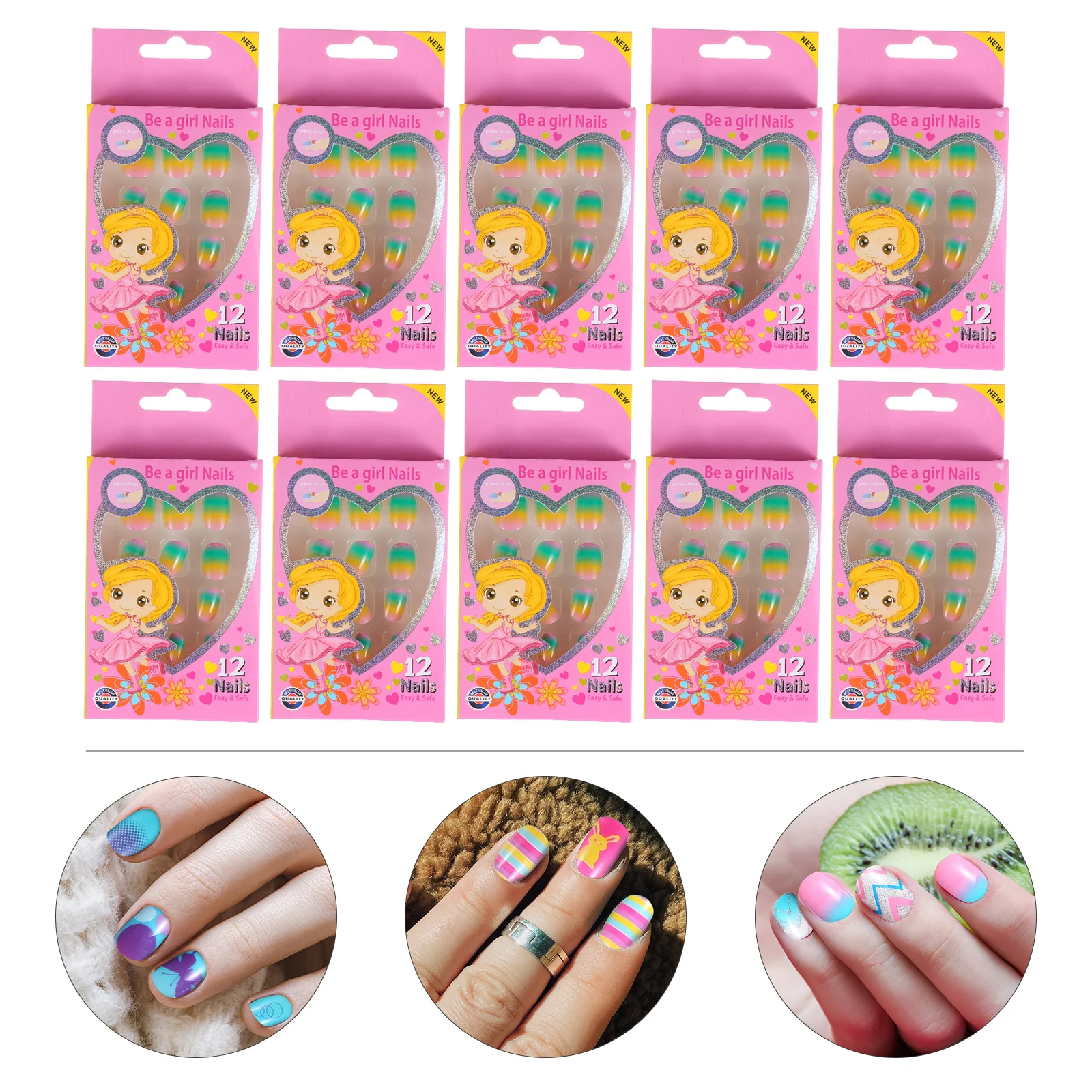 

120 Pcs/ 's Nails Full Cover Tip Girls False Ultraviolet Light