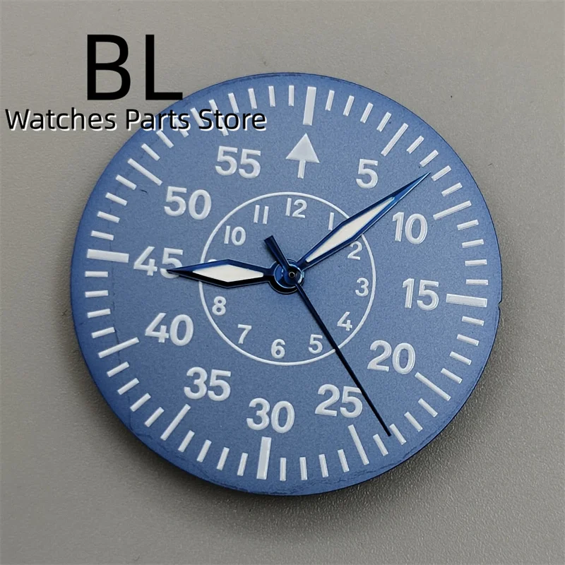 BLIGER 29mm Pilot Watch Dial Hand Set With Full C3 Green Luminous Creamy Black Blue Color For NH35 NH36  ETA PT5000 Movements