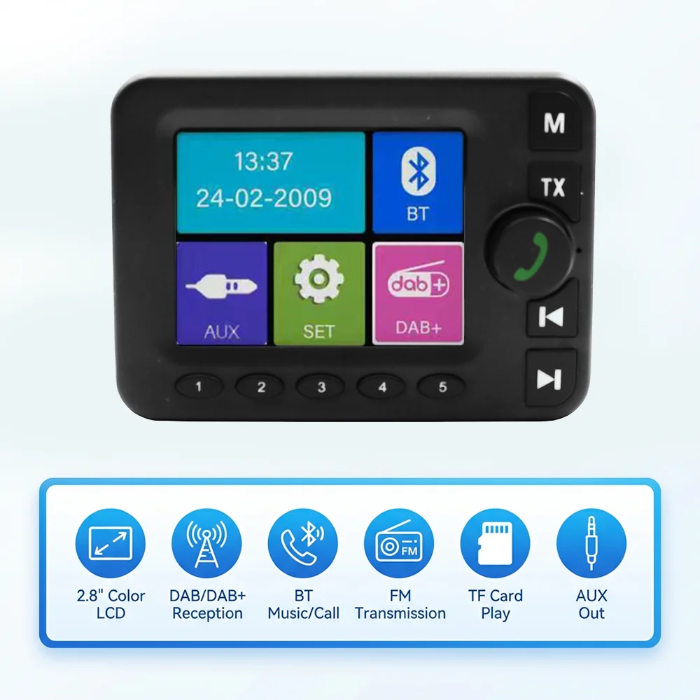 2.8-inch Color LCD DAB/DAB+ Radio Receiver Bluetooth-compatible MP3 Player FM Car Digital Signal Broadcasting For European Cars