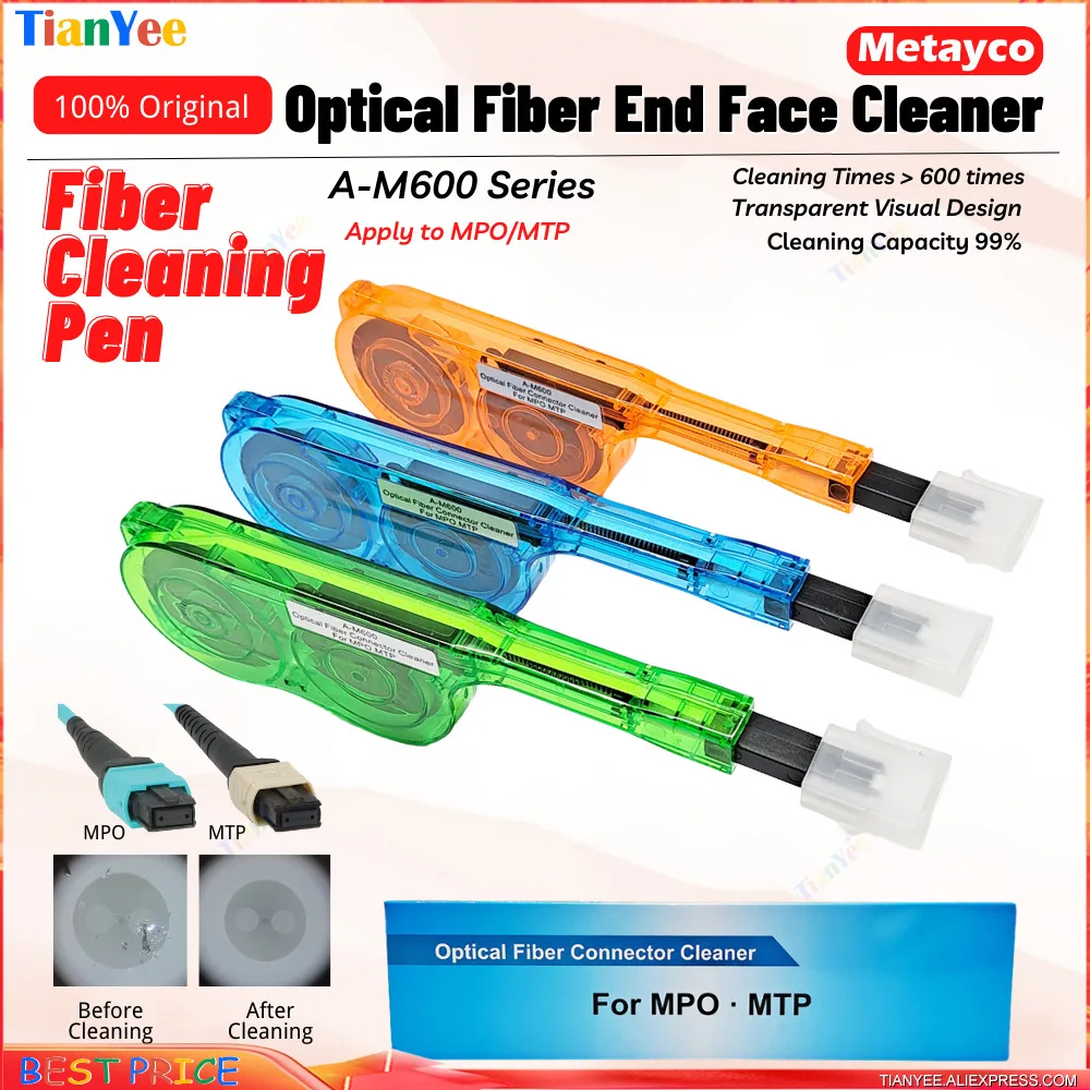 

MPO MTP A-M600 Fiber Optical Cleaner Box Cleaning Pen Cleaner Optic IBC One Click Adapter Clean 600+ Cleanings 1/5/10/20pcs Lot