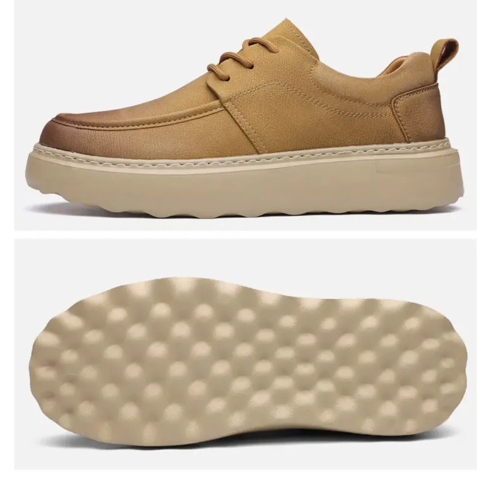 2025 zapatos de plataforma de cuero de vaca para hombres primavera otoño nuevo diseñador aumentar zapatos de trabajo masculino transpirable mocasines Hallow Out hombre