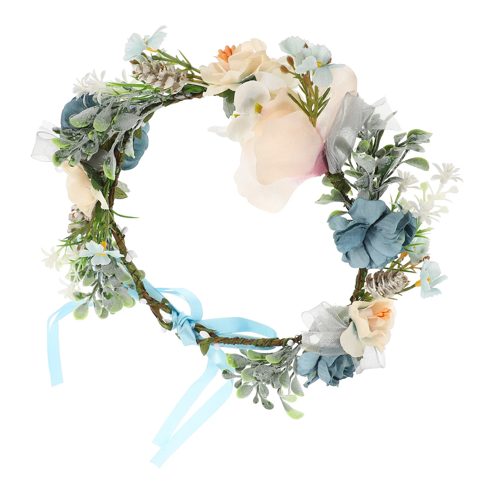 

Dog Wedding Flower Floral Crown for Wedding Pet Photo Prop Adjustable Ribbon Dog Collar Artificial Flowers Leaves Lightweight