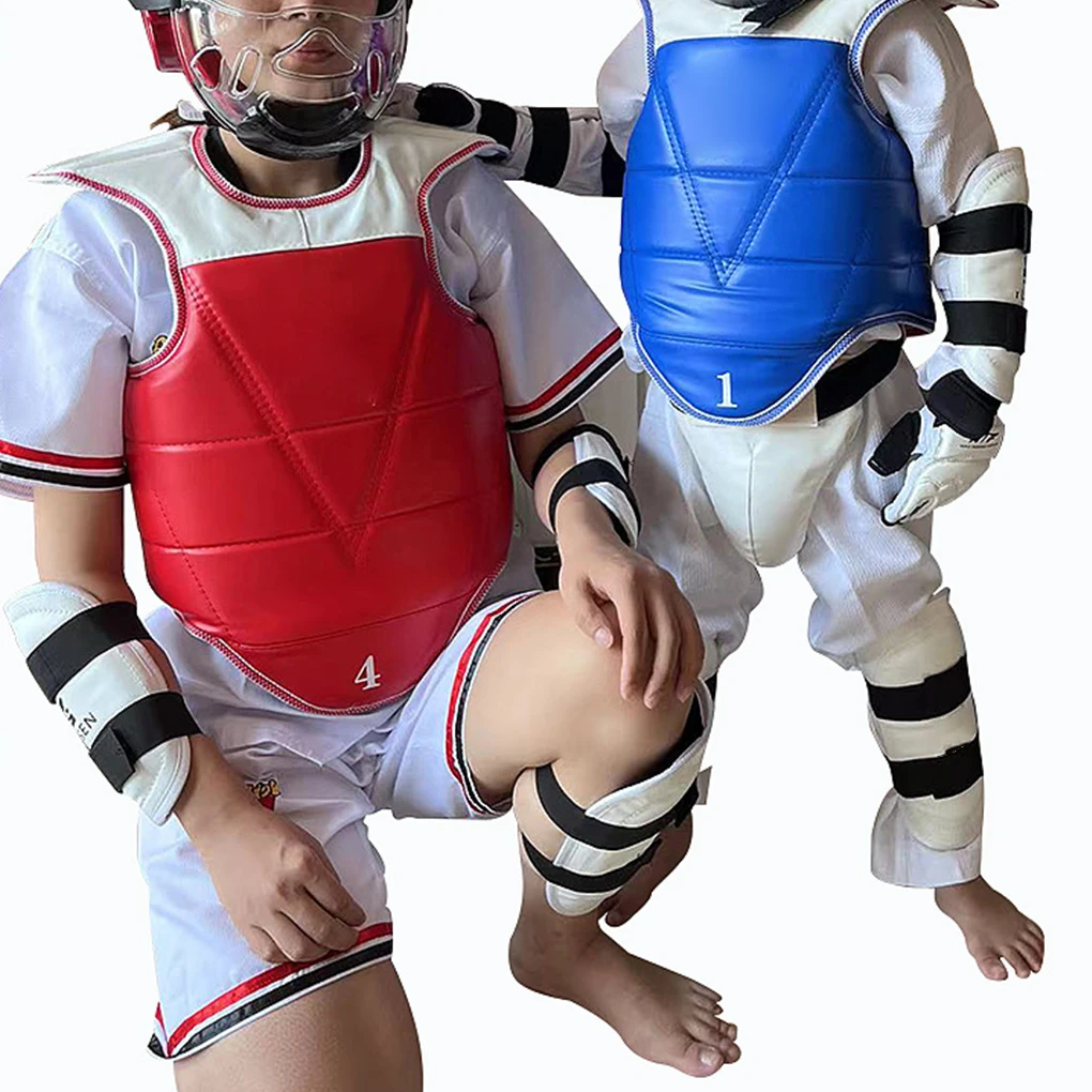 6pce/set Taekwondo Protective Gear Thickened Sanda Training Competition Protective Gear Uniform Double-resistant Protective Gear