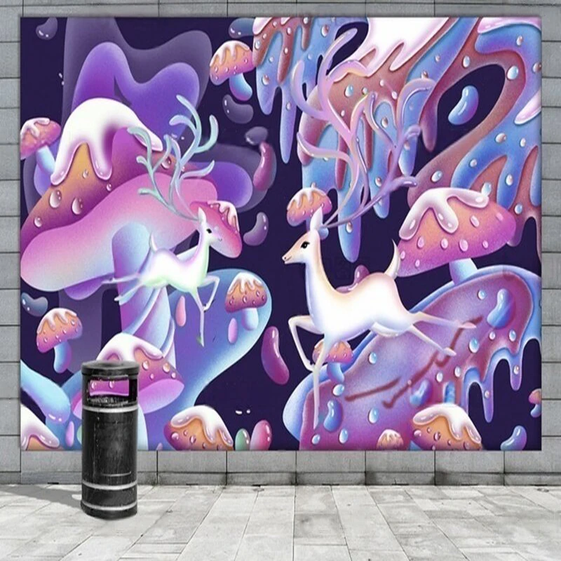 

Personalized and creative candy gradient abstract mushroom deer Internet celebrity background wall