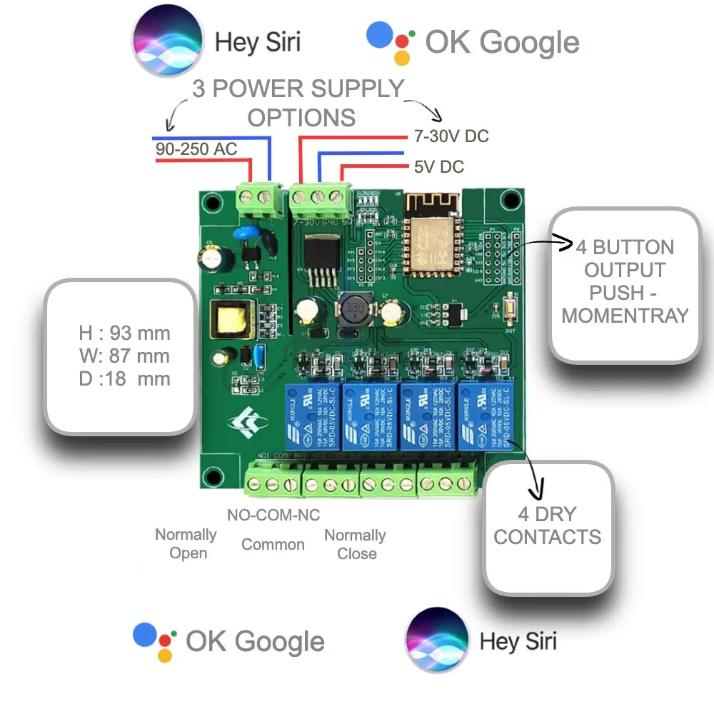 Apple HomeKit Compatible Smart Home WiFi Irrigration Switch 4 Relay Siri Google Assistant Voice Control Automation Iot Schedule