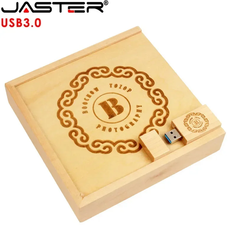 JASTER USB 3.0 Photo Album Wood Box Memory Stick Pendrive 4GB 8GB 16GB 32GB 64GB 128GB Photography Wedding 1PCS Free Custom Logo