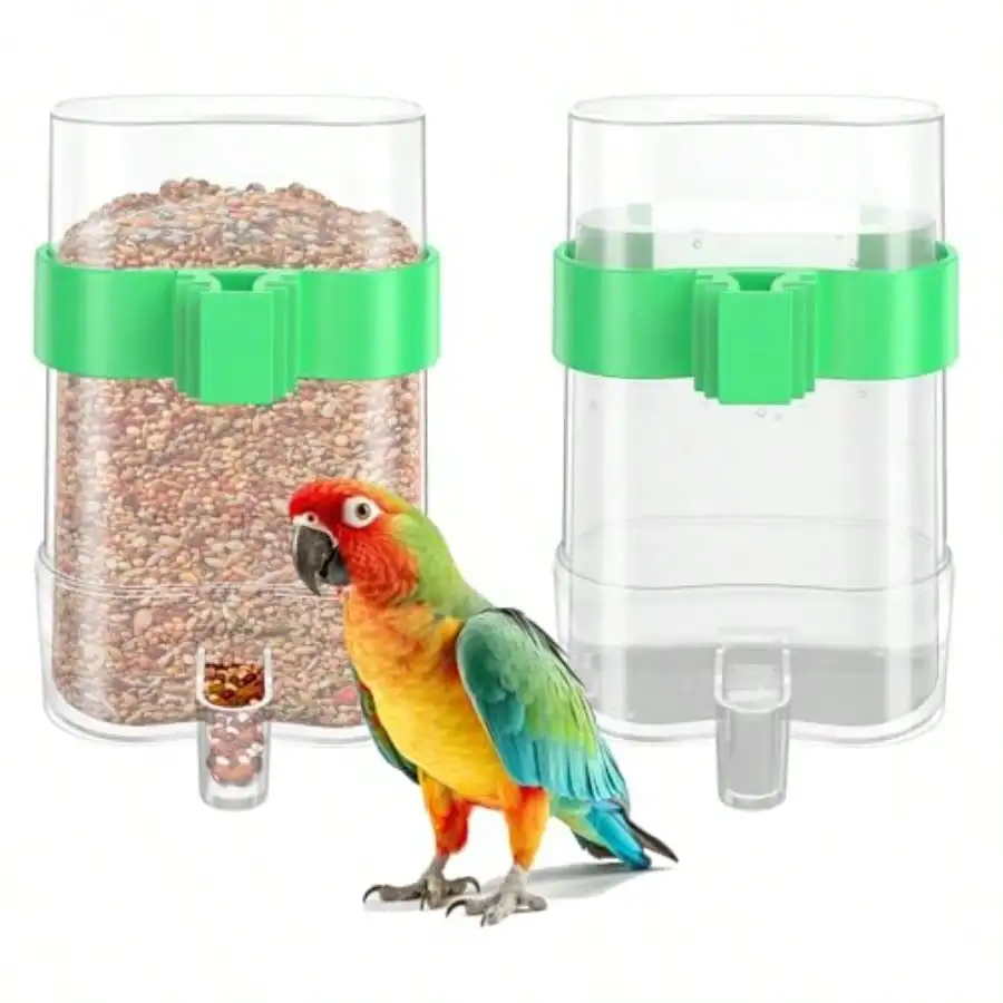 Bird Water Dispenser Bird Cage Feeder Parakeet Cage Accessories 2 Pcs Automatic Bird Water Feeder For Budgies Cockatiel Lovebird Canary Finch Clear