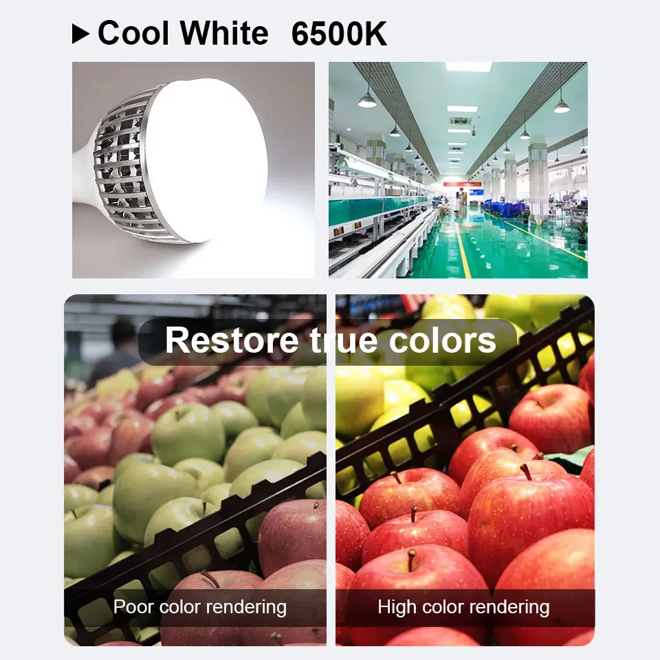 لمبة LED E27 100 وات - ضوء موفر للطاقة ساطع عالي الطاقة 220 فولت 11 × 20 سم للمنزل والمرآب والمستودعات والمكتب