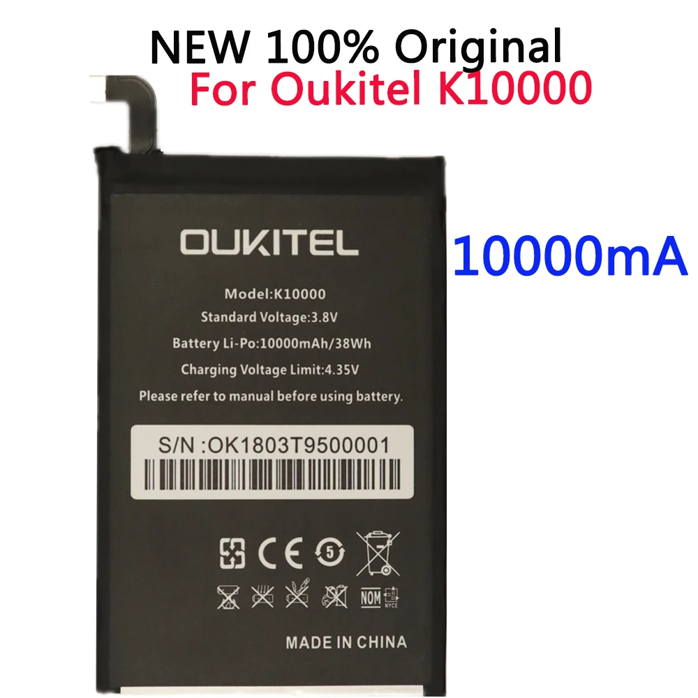 

100% Original High Quality 10000mAh Mobile Phone Battery For Oukitel K10000 Batteries Real Capacity Replacement Battery Batteria