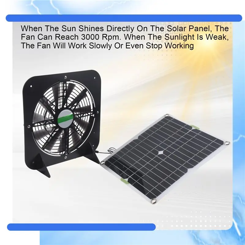 A02M-Mono-Polycrystalline Solar Panel With 13.5 Inches Exhaust Fan Bracket Photovoltaic Fan Ventilation Cooling Solar Panel