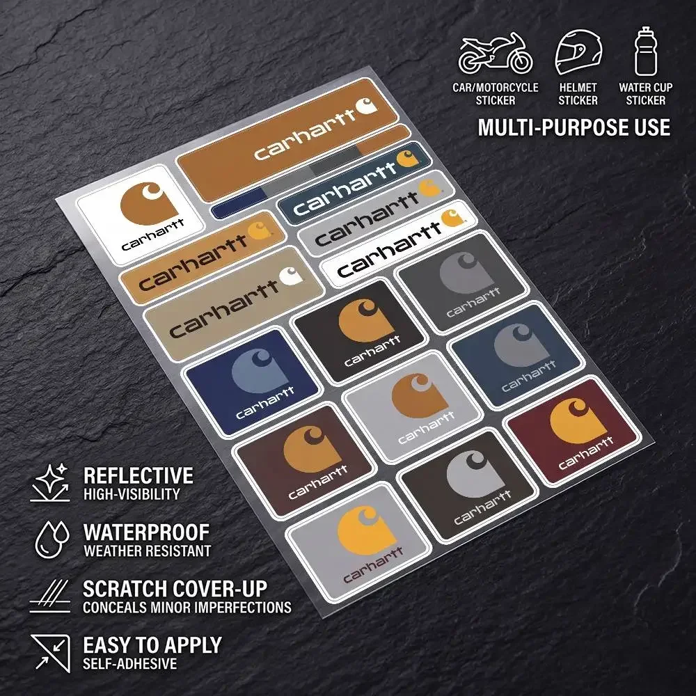 Poster C-ar-r-ha-rtt All Purpose Reflective Waterproof Scratch Blocker Decal Car Bike Helmet Cup Refrigerator
