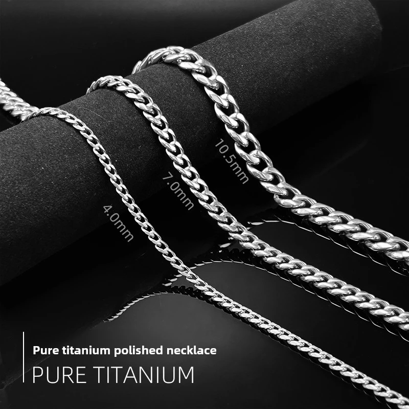 

10mm/7mm/4mm Pure Titanium Necklace Non-Allergic Non-Rust Handmade Polished Six Sides Chain Hip-Hop Cool Men And Women Bracelet