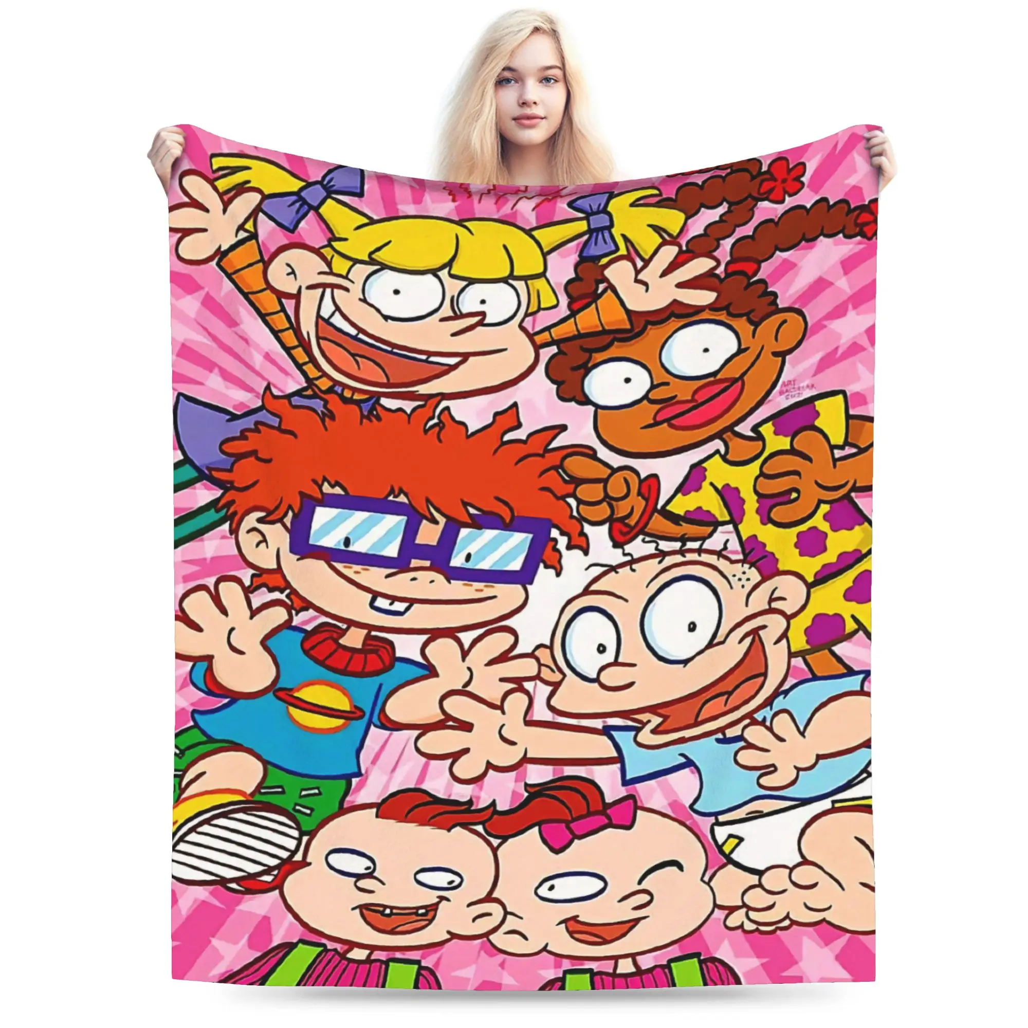 Super Soft Cartoon R-Rugrats Throw Blanket Premium Flannel Fleece Lightweight  Bed Blanket Cozy Fluffy Blankets All Season Use