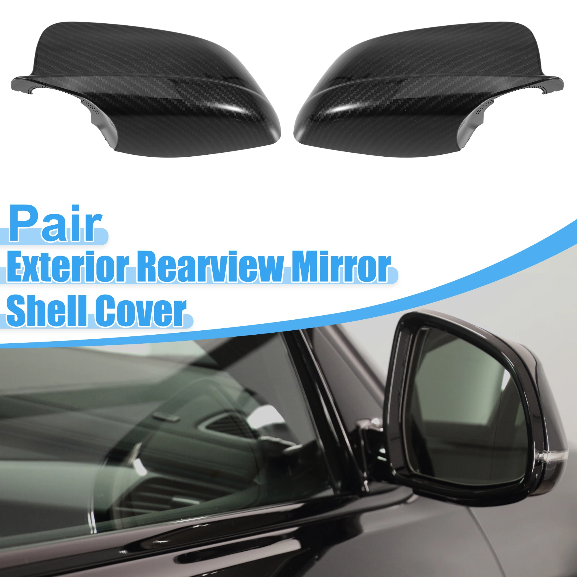 

Uxcell Car Exterior Rear View Mirror Cover Shell Trim Fit for BMW 528i XDrive - Pack of 2 Carbon Fiber Pattern Black