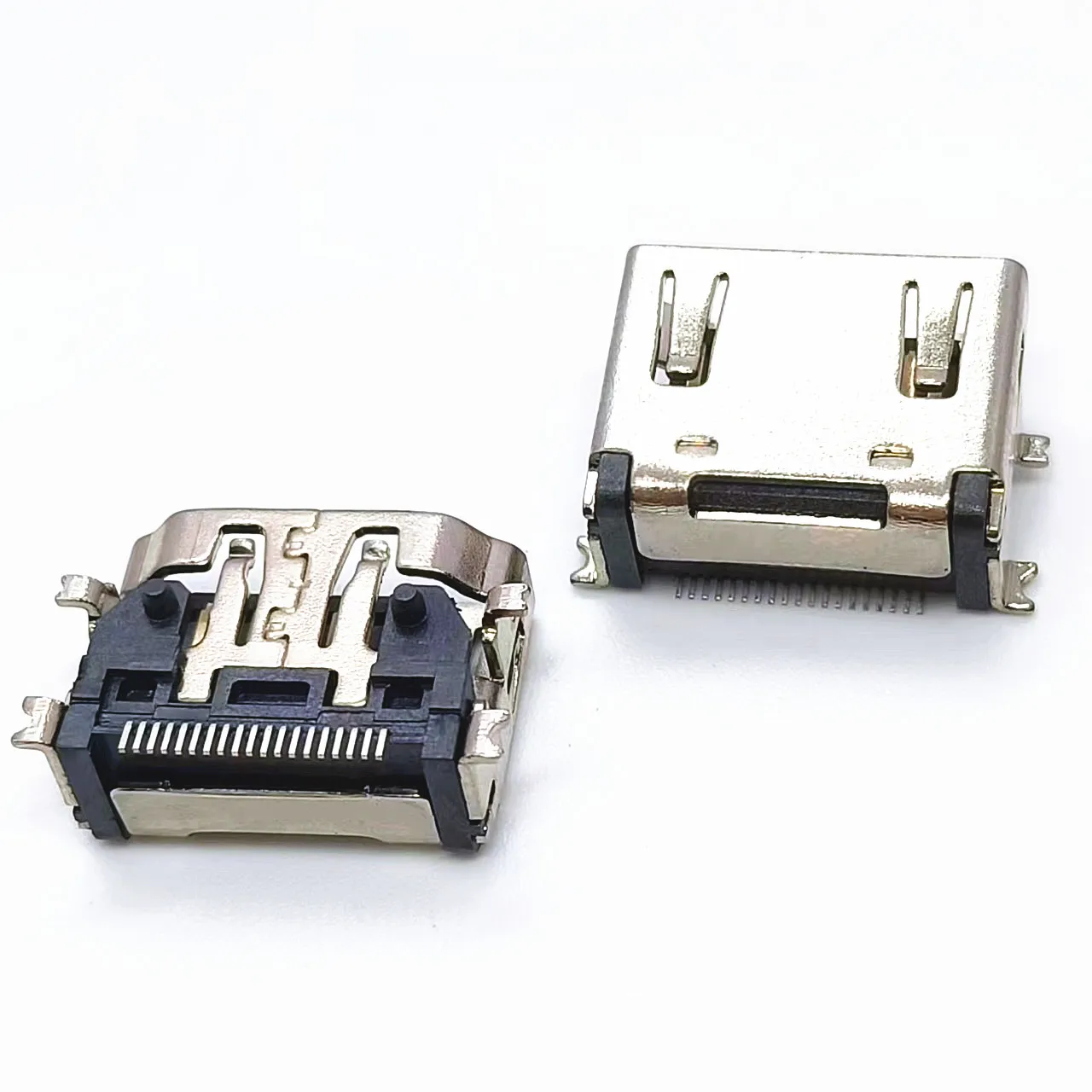 

SMT HDMI 19PIN Тип A Женский прямоугольный разъем — 90 ° Горизонтальное крепление на печатную плату вниз с 4 контактами стабилизатора
