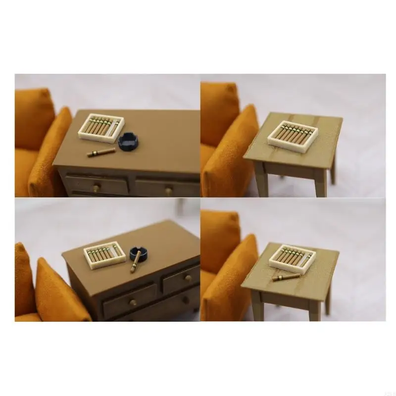 Miniature Ashtray Set for Doll House Decoration Scene Display Props for Adult Kids Collectible Toy Setting A2UB