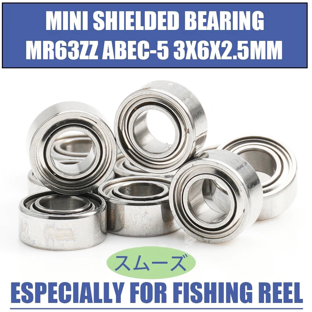 

MR63zz Bearing 3x6x2.5 mm, ABEC 5 Quality, High-Speed MR63 ZZ Miniature Steel Ball Bearings For Daiwa Fishing Castking Reel