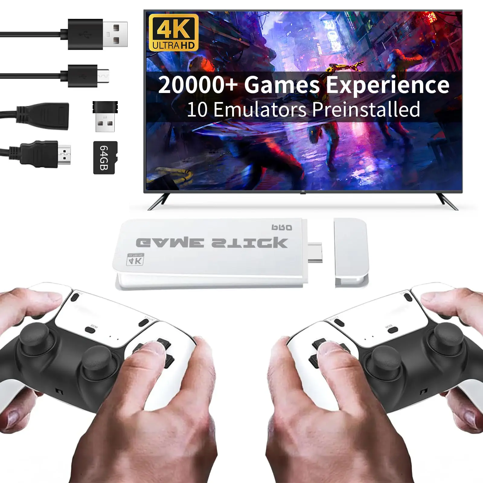 

M15 Retro Game Console 2.4G Dual Wireless Gamepads Retro 4K TV Game Stick 64G 20000+ Classical Games Two-player Game