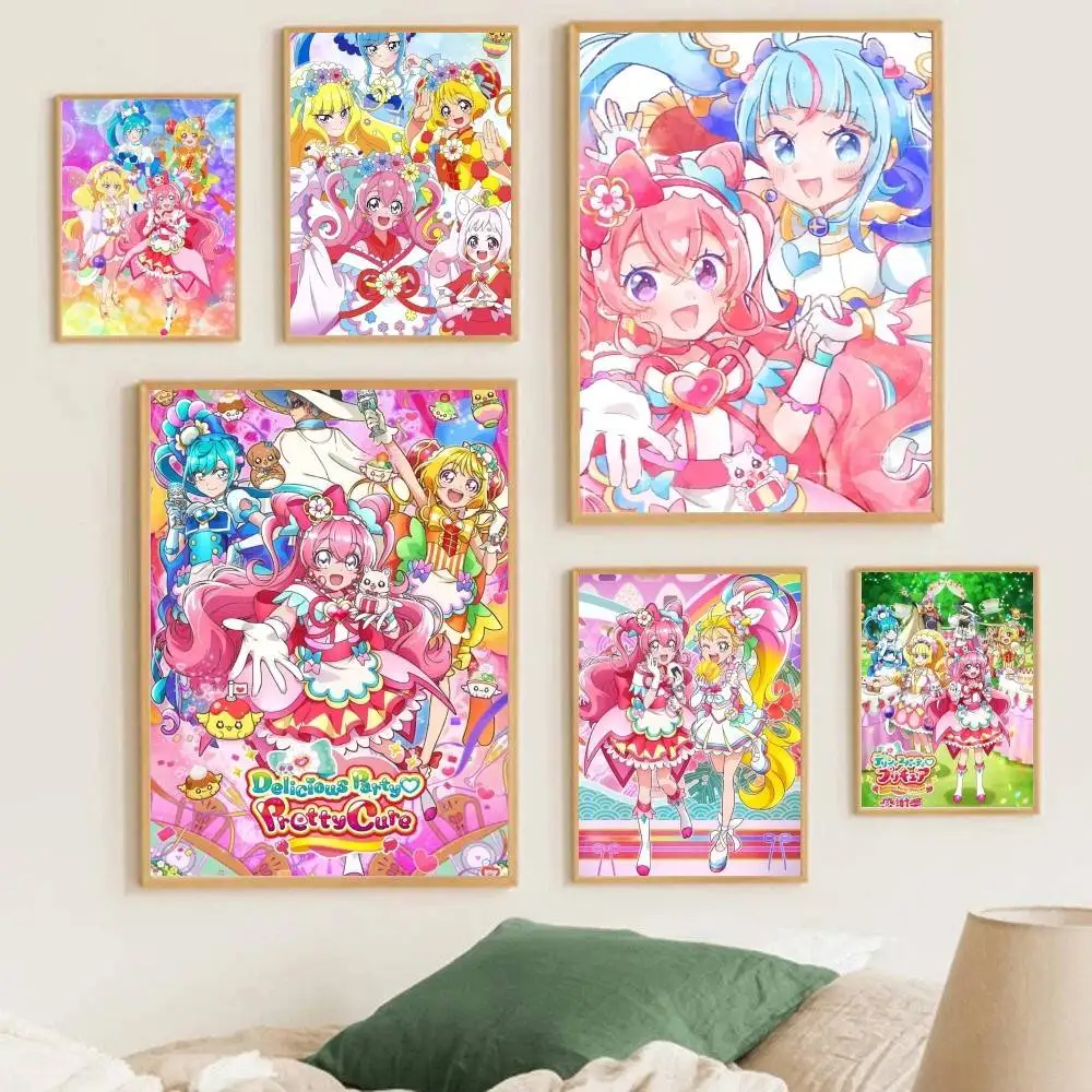 Delicious Party Pretty Cure Posters Living Room Bar Cafe Quality Canvas Vintage Style Comics Painting Art Home Wall Decor Pictu