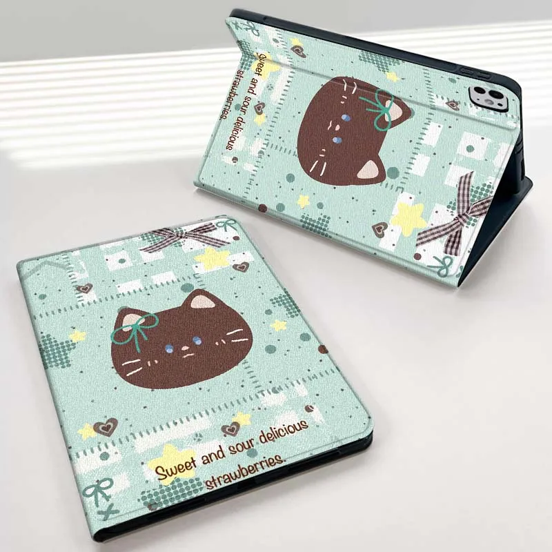 

Cute Brown Cat Pattern For iPad mini Air 1 2 3 4 5 6 7 6th 7th 9 11 13 M3 M2 gen 7.9 8.3 10.9 Inch 2025 Tablet Case