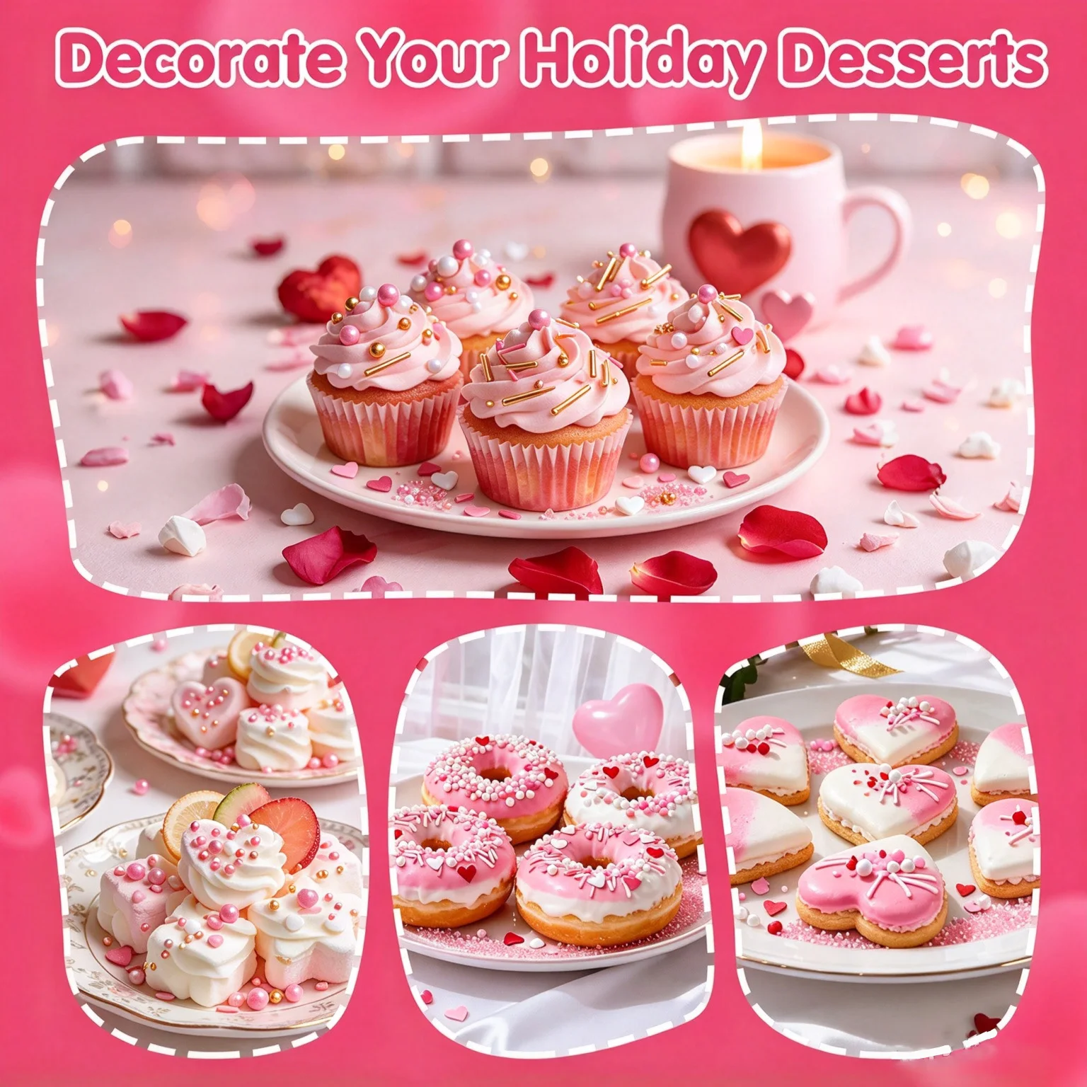 75g Sprinkles White Pink Pearl for Cake Decorations Baking Ice Cream Cookies Cupcake Topper Matte Pearls for Cake Decorating