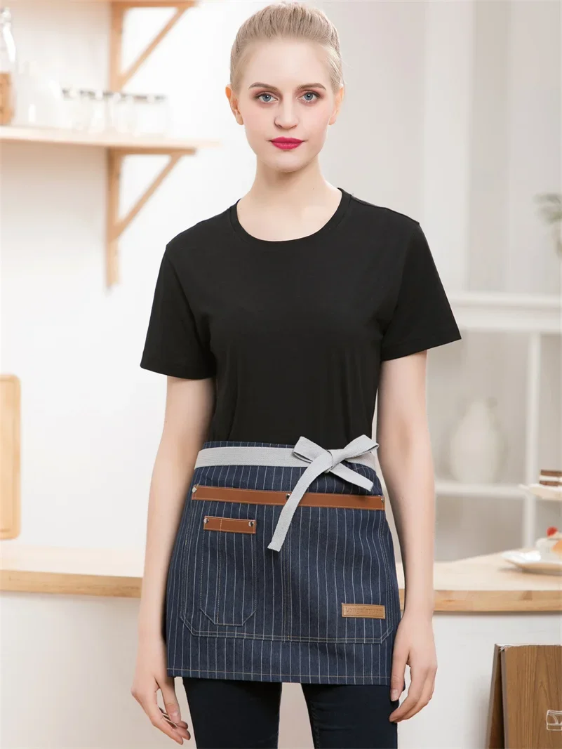 Painting Waist Gourmet Apron Kitchen Color Half  Cooking Barber 3 Women Baker Denim Waiter Baking