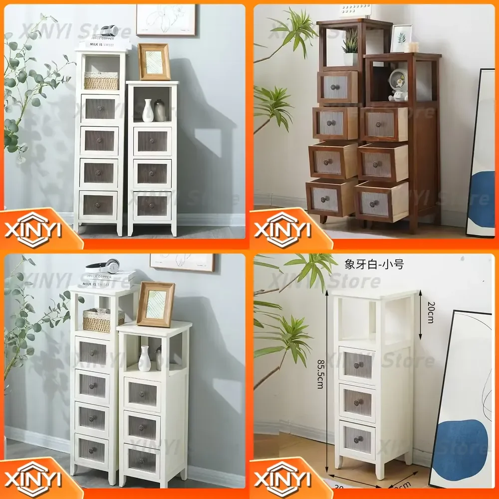 All Solid Wood Four-Drawer Chest Cabinet for Living Room Bedroom Home Storage Sideboard Crevice Storage Multi Layer Drawer