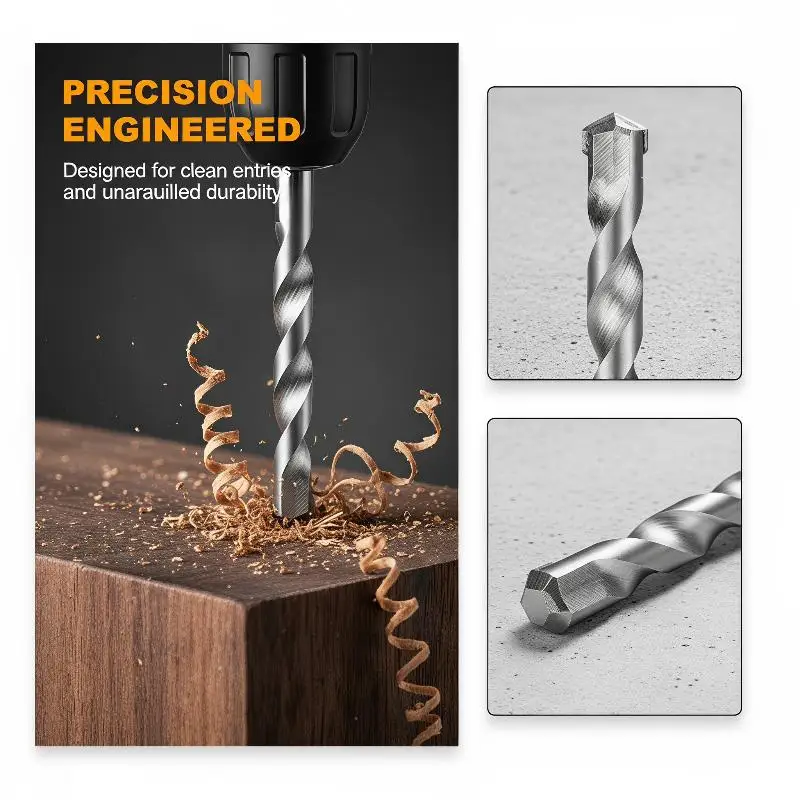 Heavy Duty Masonry Drill Set Labor Saving High Efficiency for Drilling Concrete Brick Tile Home Renovation Professional Repair